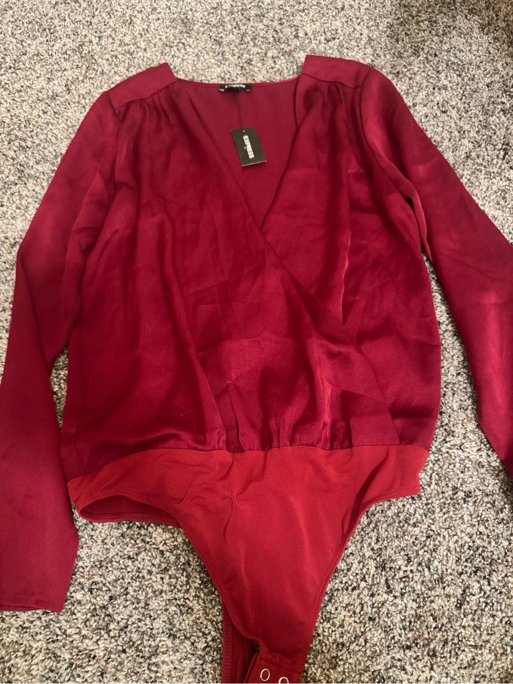 Express Burgundy Satin-Look Top